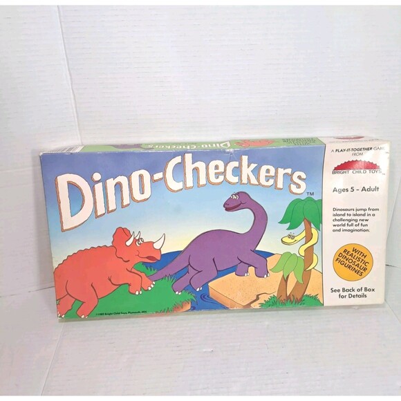 Dino-Checkers Board Game 1989 Bright Child Toys Dinosaur Strategy Game CIB Vtg - Picture 6 of 7